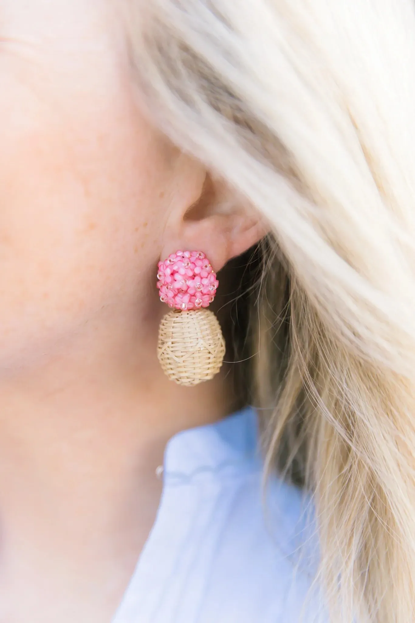 M. Donohue Liz Rattan Ball  Earrings (four colors)