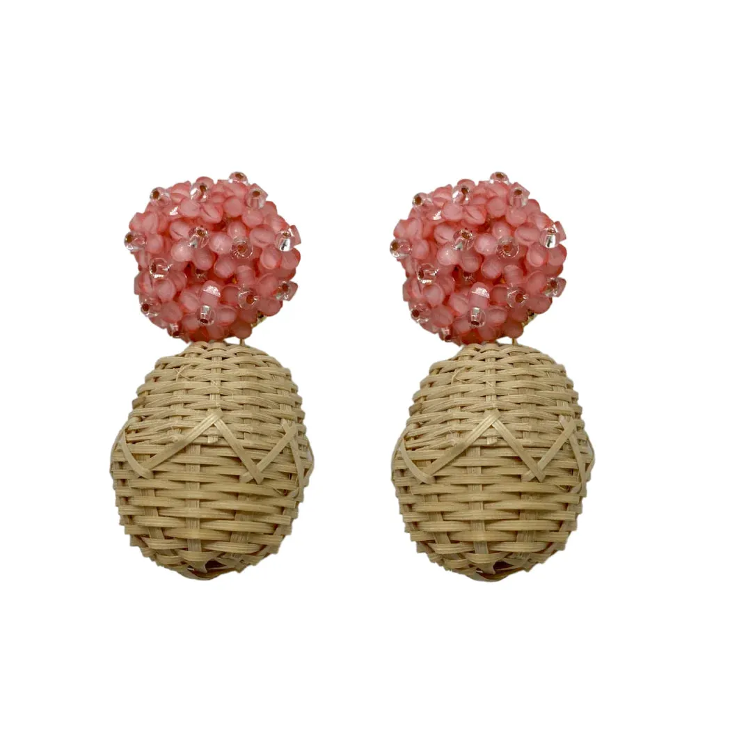 M. Donohue Liz Rattan Ball  Earrings (four colors)