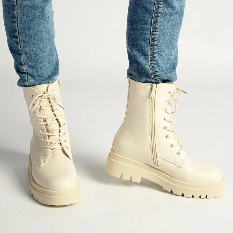 Madison Kiki Chunky Military Boot - White