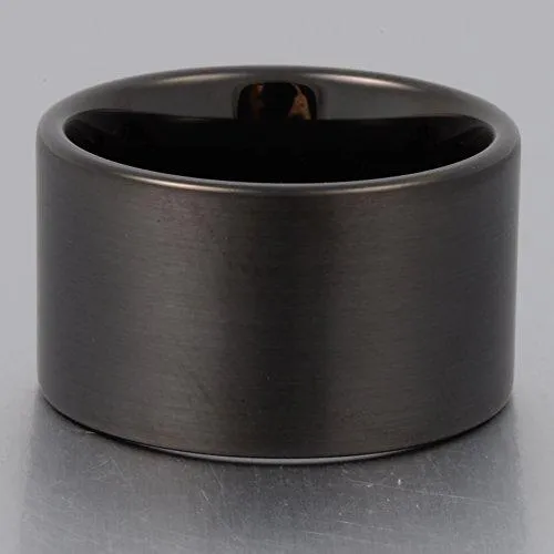 Men 14mm Big Tungsten Metal Ring Black Wedding Engagement Band Flat Top Pipe Cut Matte Finish Comfort Fit