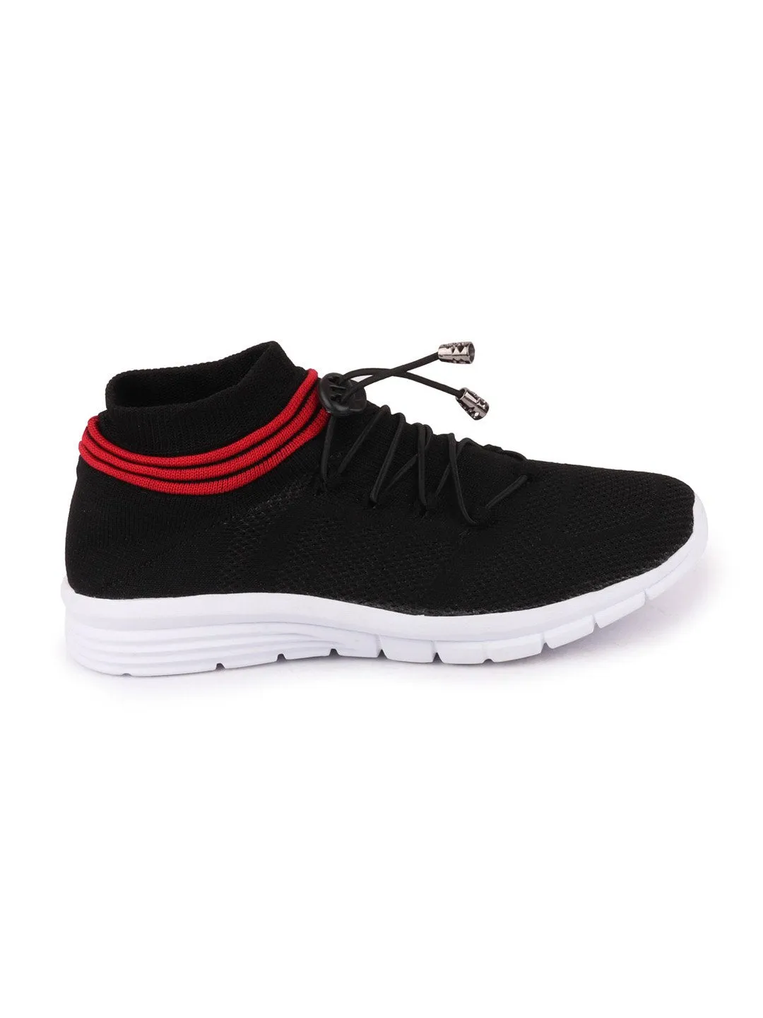 Men Black Sports Lace-Up Outdoor Running Shoes