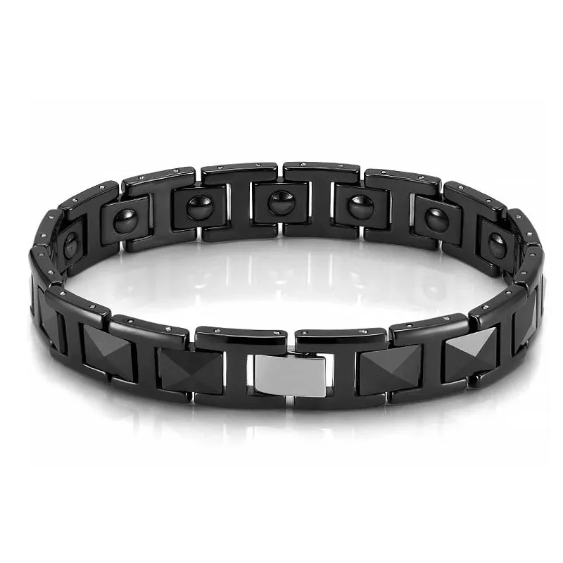 Men Ceramic Bracelet Black Magnetic Arthritis Pain Relief