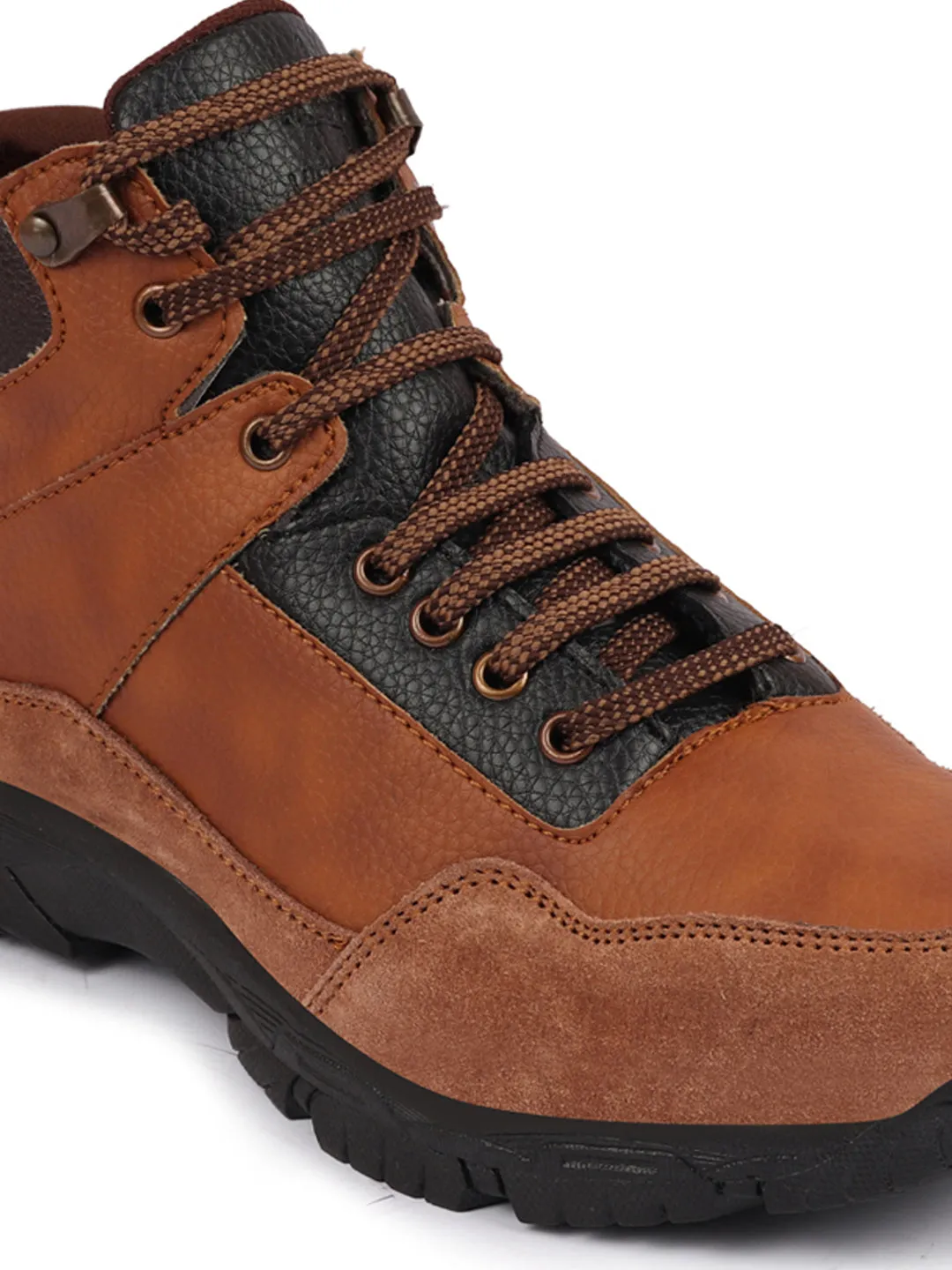 Men Tan Ankle Top Suede Leather Lace Up Trekking and Hiking Boots