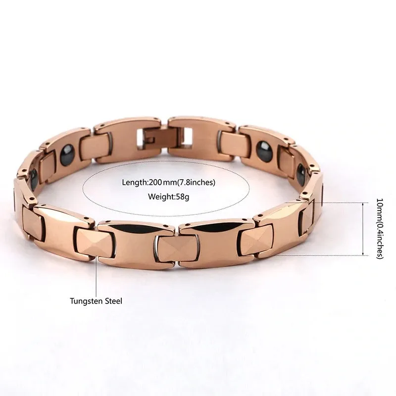 Men Tungsten Bracelet, Rose Gold, Heavy, 7.87"