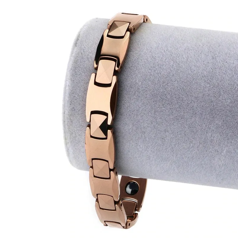 Men Tungsten Bracelet, Rose Gold, Heavy, 7.87"