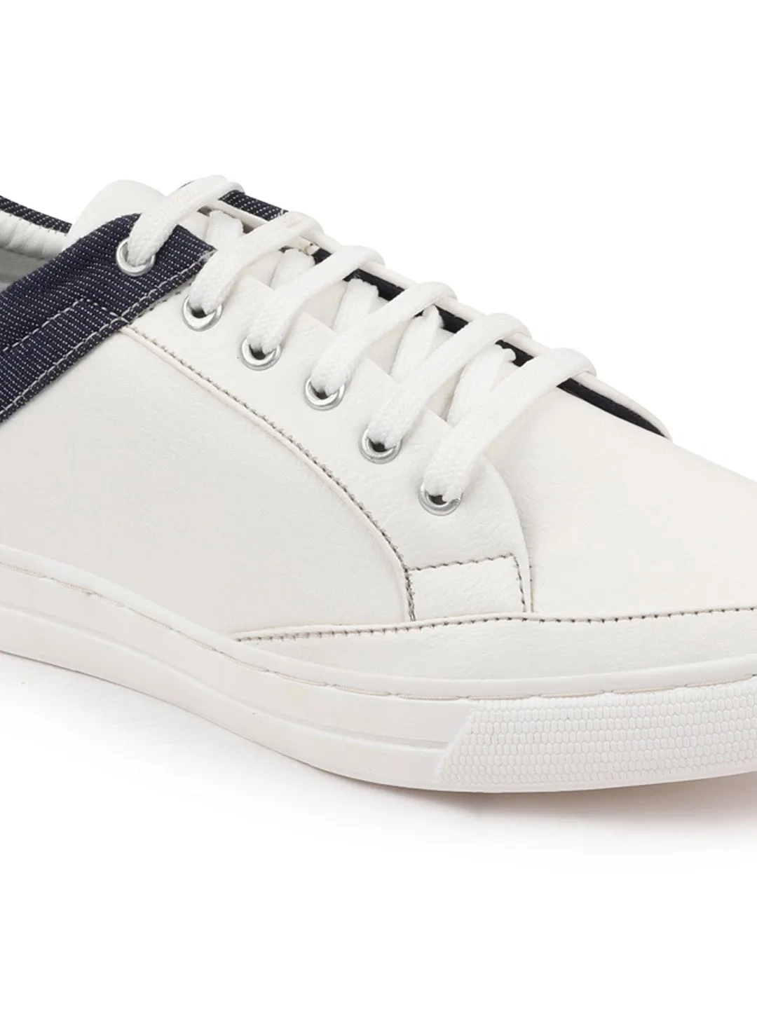 Men White Classic Lace Up Sneakers