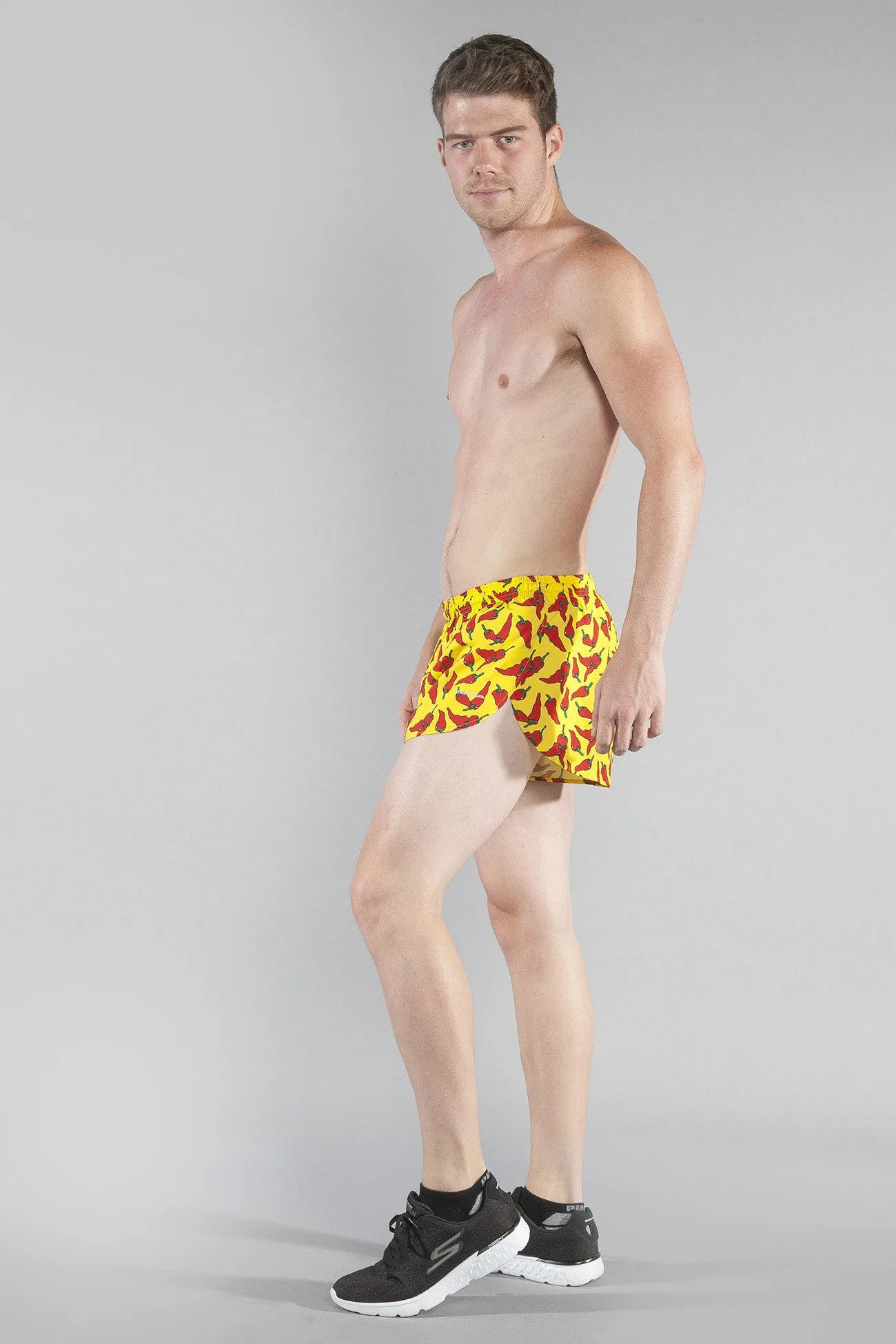 Men's 1" Elite Split Shorts- Yellow Chili Pepper