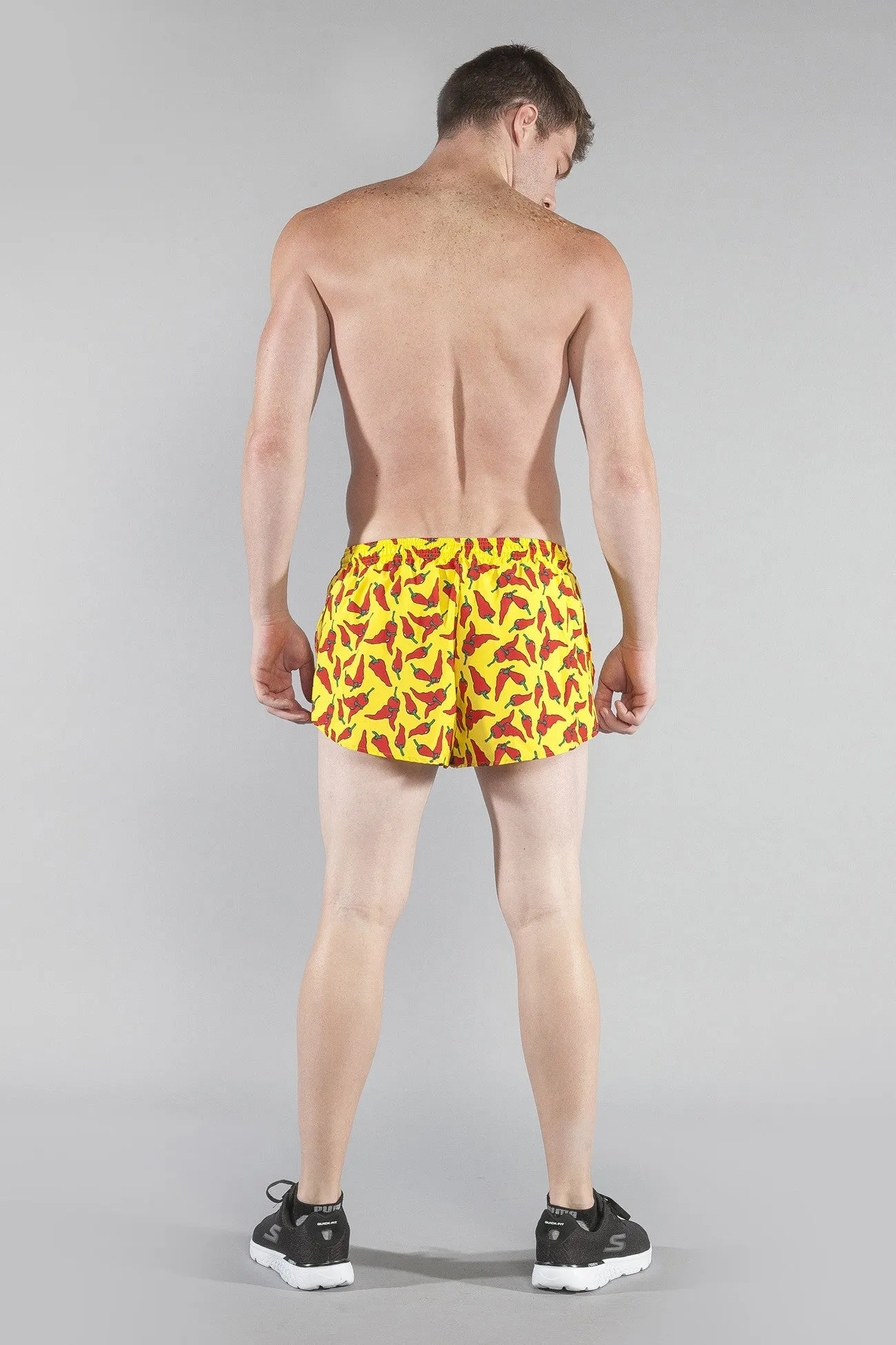 Men's 1" Elite Split Shorts- Yellow Chili Pepper