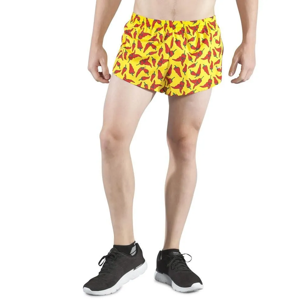 Men's 1" Elite Split Shorts- Yellow Chili Pepper