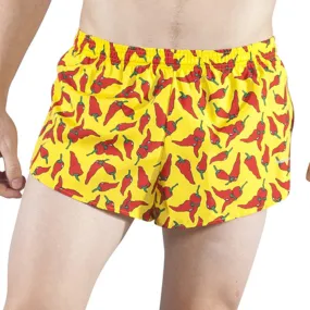 Men's 1" Elite Split Shorts- Yellow Chili Pepper