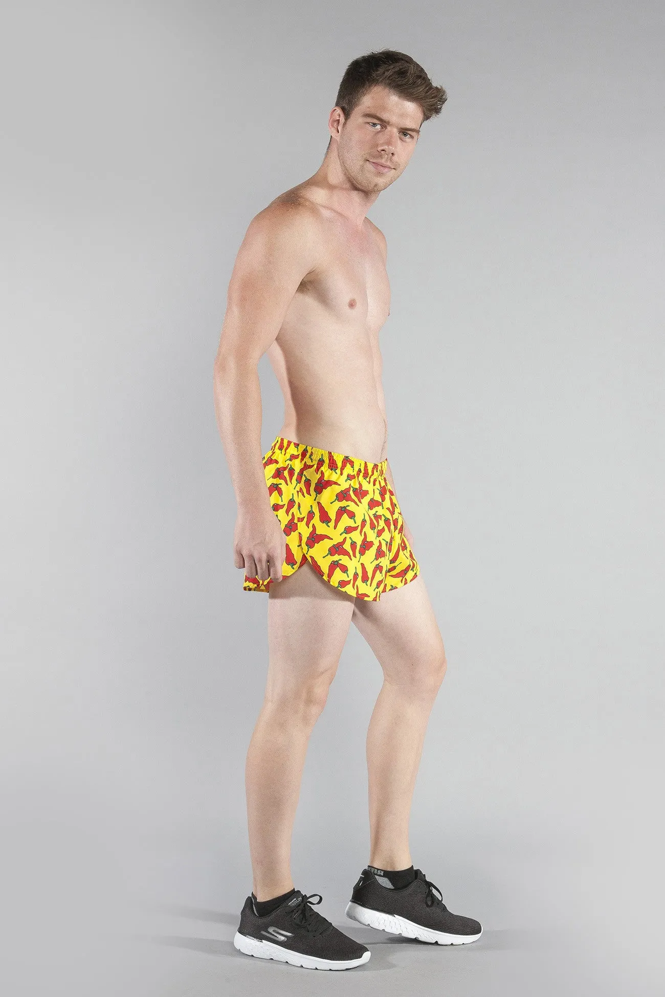 Men's 1" Elite Split Shorts- Yellow Chili Pepper