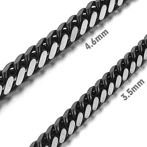 Men's 3.5mm Wide Stainless Steel Necklace Curb Chain Link Black 14~40 Inch