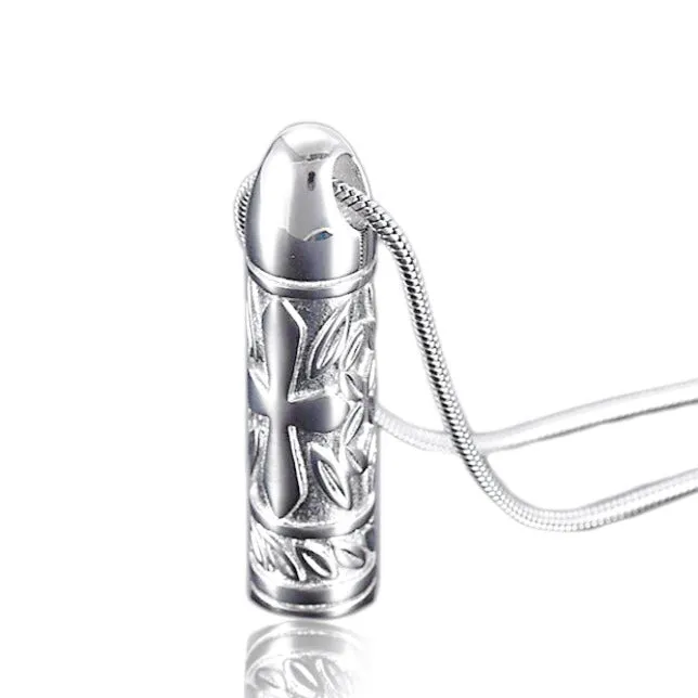 Men's Stainless Steel Bullet Urn Pendant Memorial Necklace