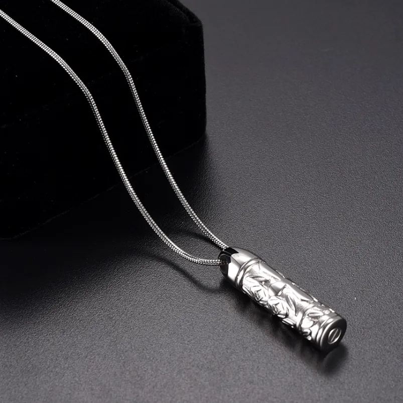 Men's Stainless Steel Bullet Urn Pendant Memorial Necklace