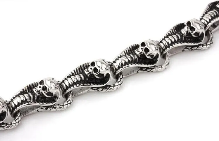 Men’s Stainless Steel Cobra Skull Bracelet