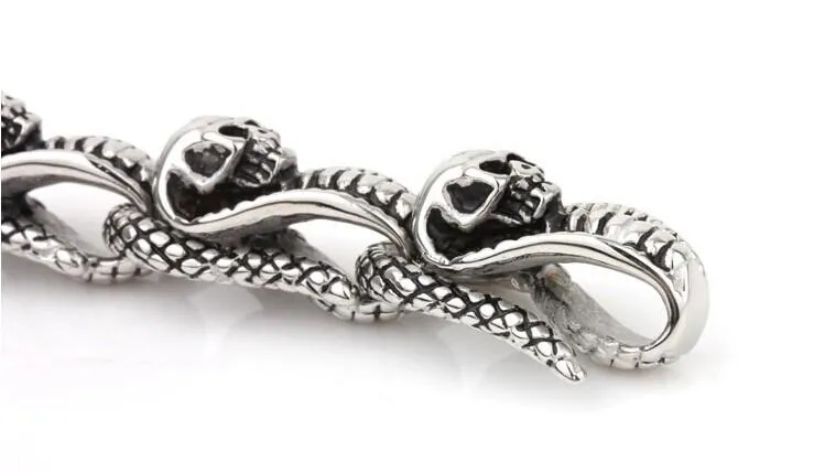 Men’s Stainless Steel Cobra Skull Bracelet