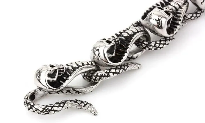 Men’s Stainless Steel Cobra Skull Bracelet