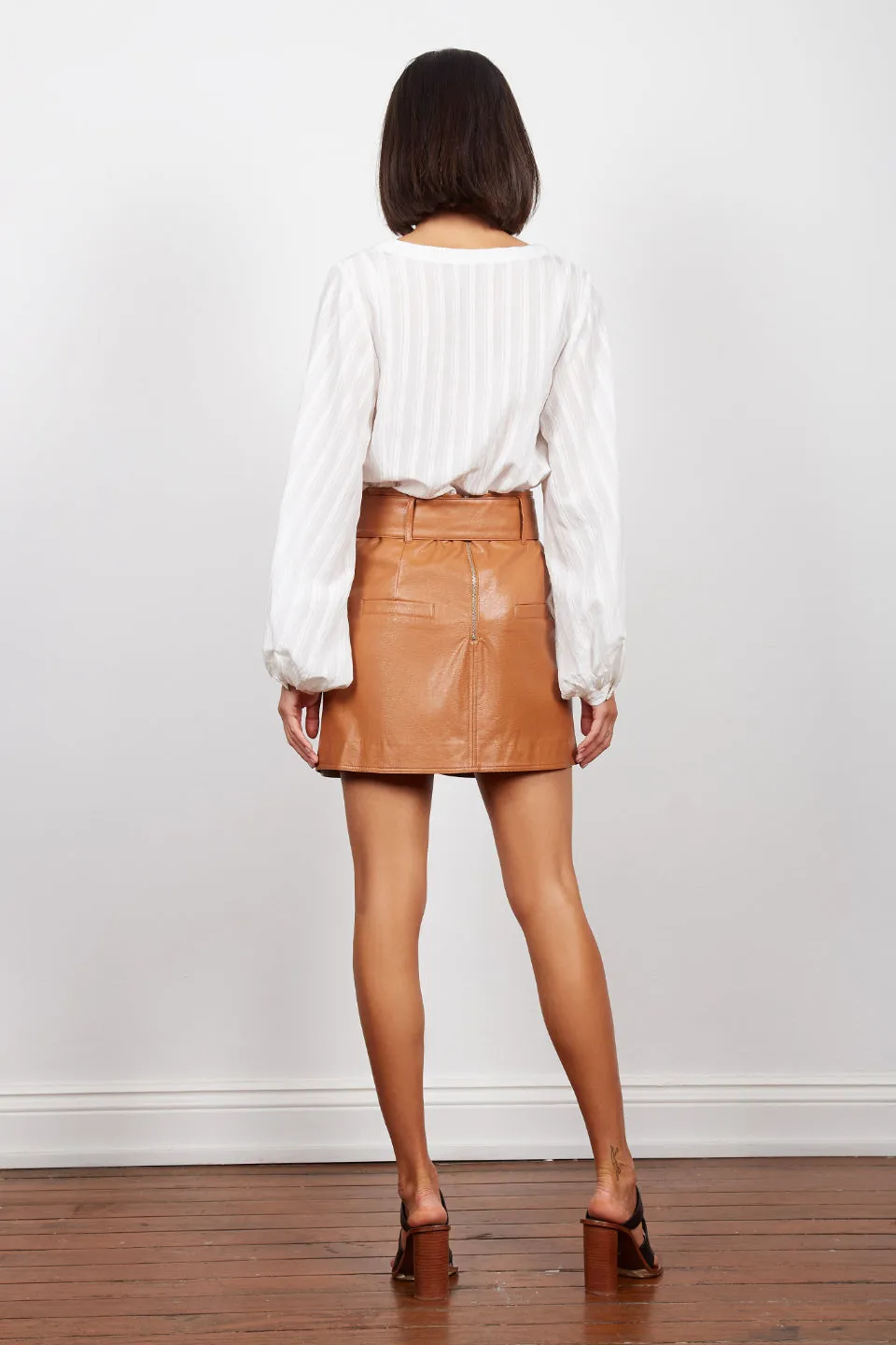 Missy V Neck Puff Sleeve White Blouse