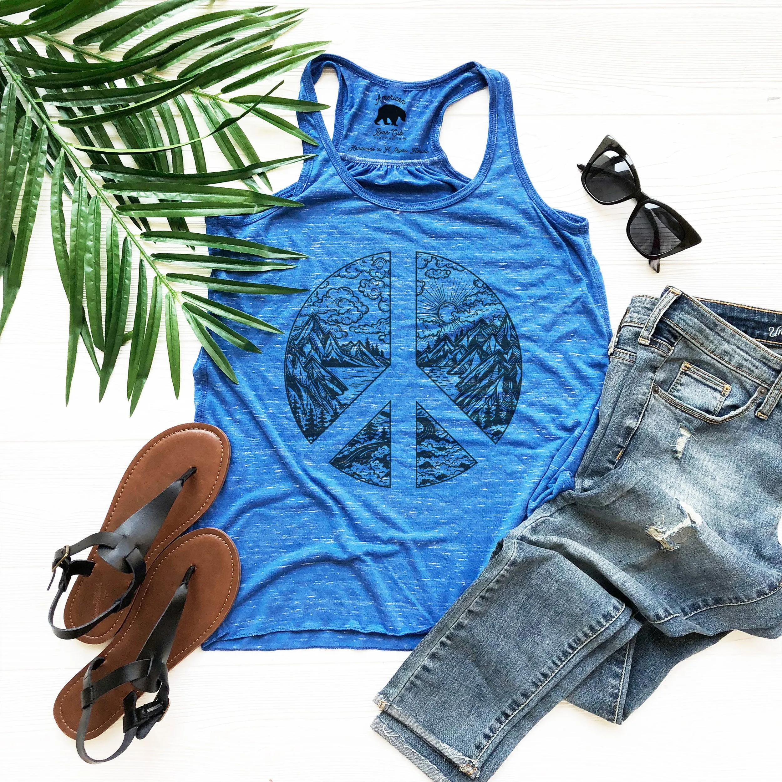 Nature Peace Sign flowy racerback tank tops