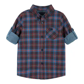 Navy Check Two-Faced Buttondown shirt  | Navy