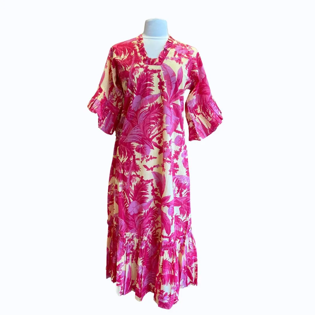 Palm Print Flutter Sleeve Maxi