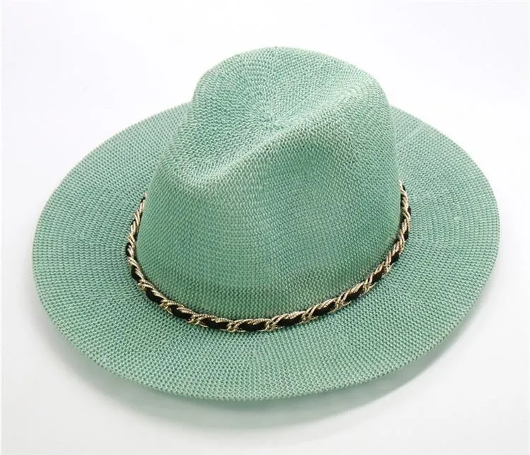 Panama Hat with Luxury Metal Chain