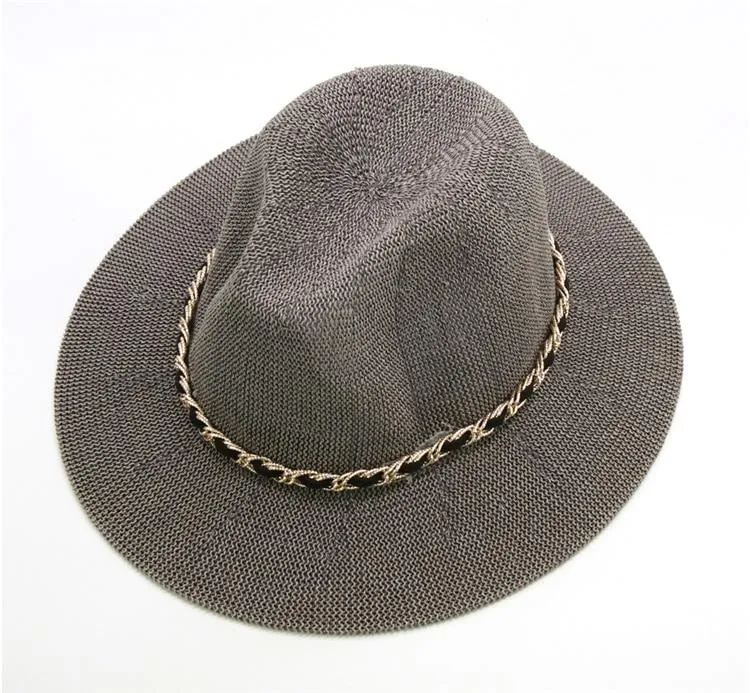 Panama Hat with Luxury Metal Chain