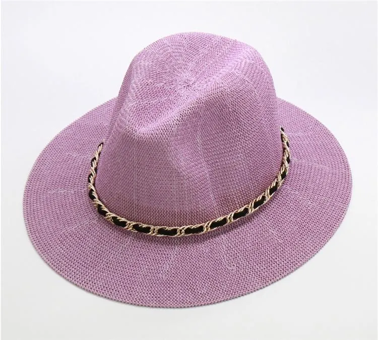 Panama Hat with Luxury Metal Chain