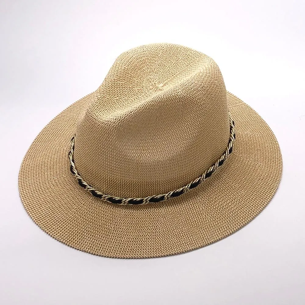 Panama Hat with Luxury Metal Chain