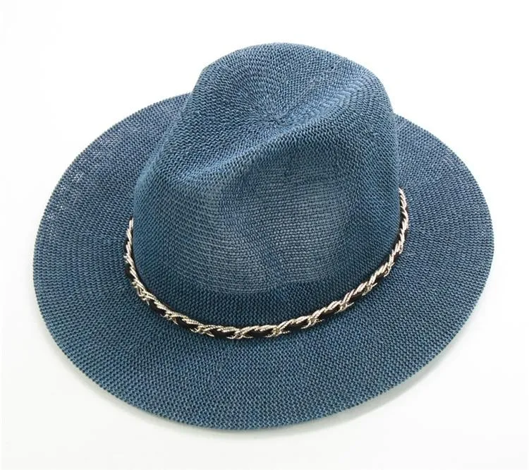 Panama Hat with Luxury Metal Chain