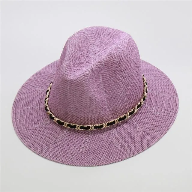 Panama Hat with Luxury Metal Chain