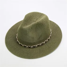 Panama Hat with Luxury Metal Chain