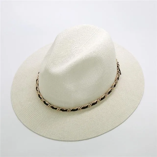 Panama Hat with Luxury Metal Chain