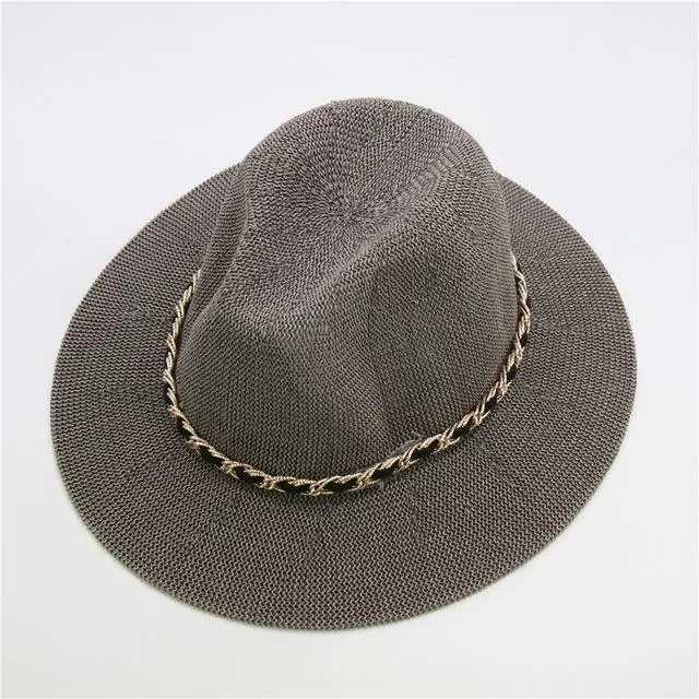 Panama Hat with Luxury Metal Chain