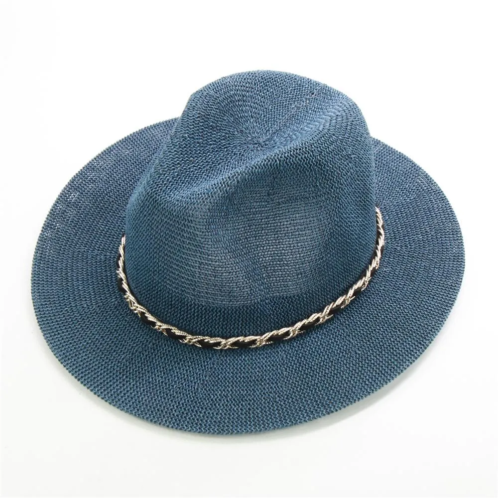 Panama Hat with Luxury Metal Chain