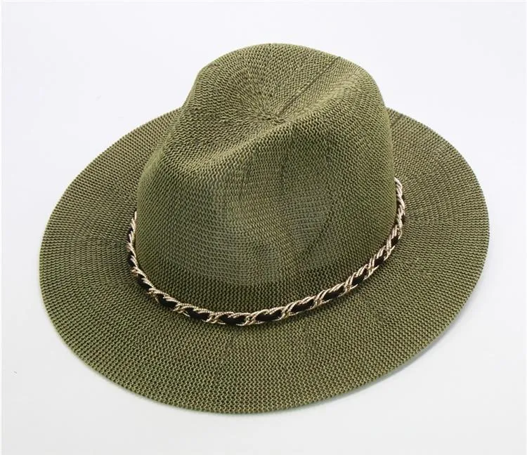 Panama Hat with Luxury Metal Chain