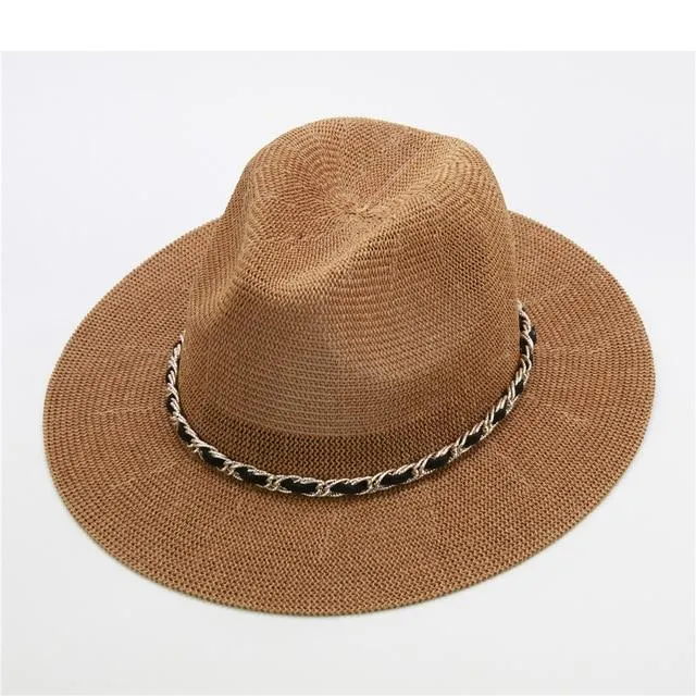 Panama Hat with Luxury Metal Chain