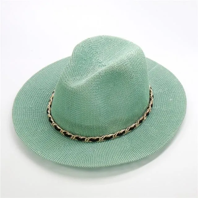 Panama Hat with Luxury Metal Chain