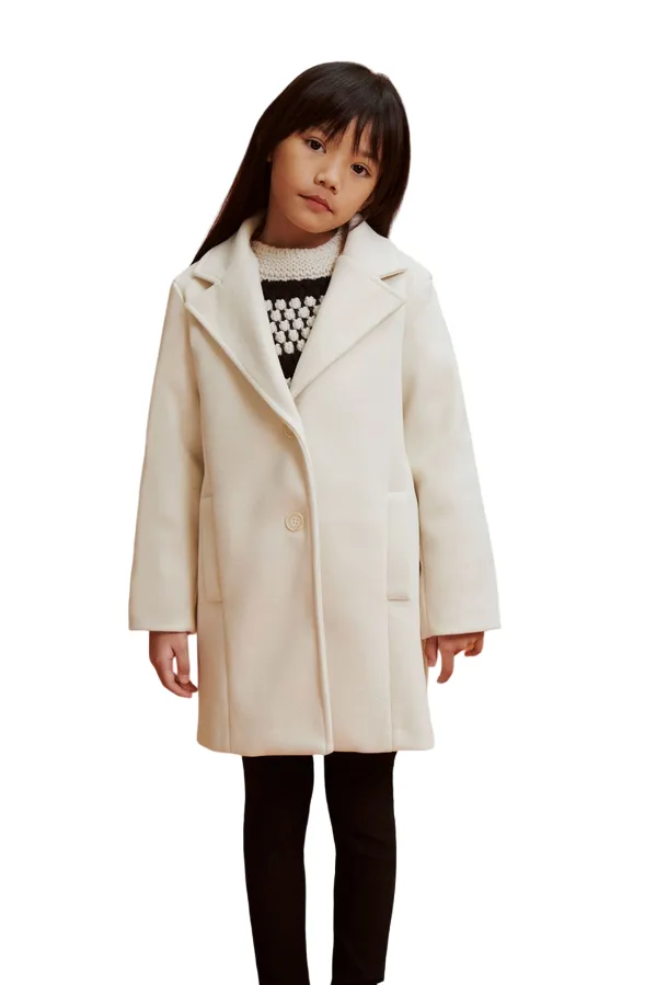 Please girl's long coat JB23120G55 3118 almond milk