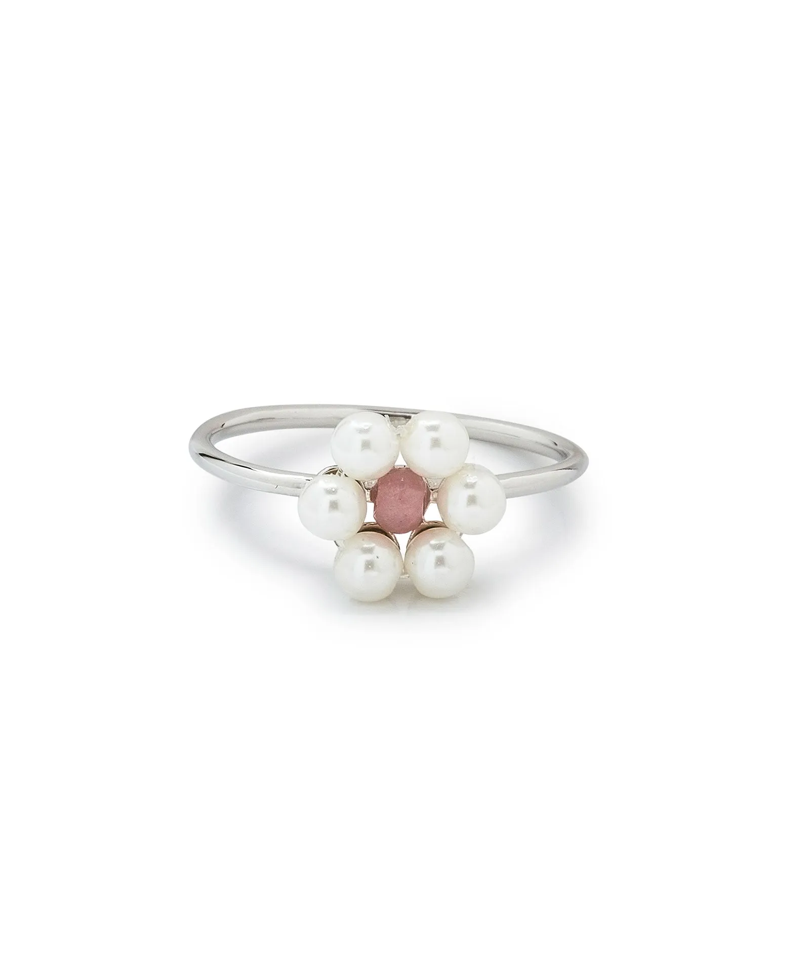 Pura Vida Ring Silver Bitty Pearl Flower