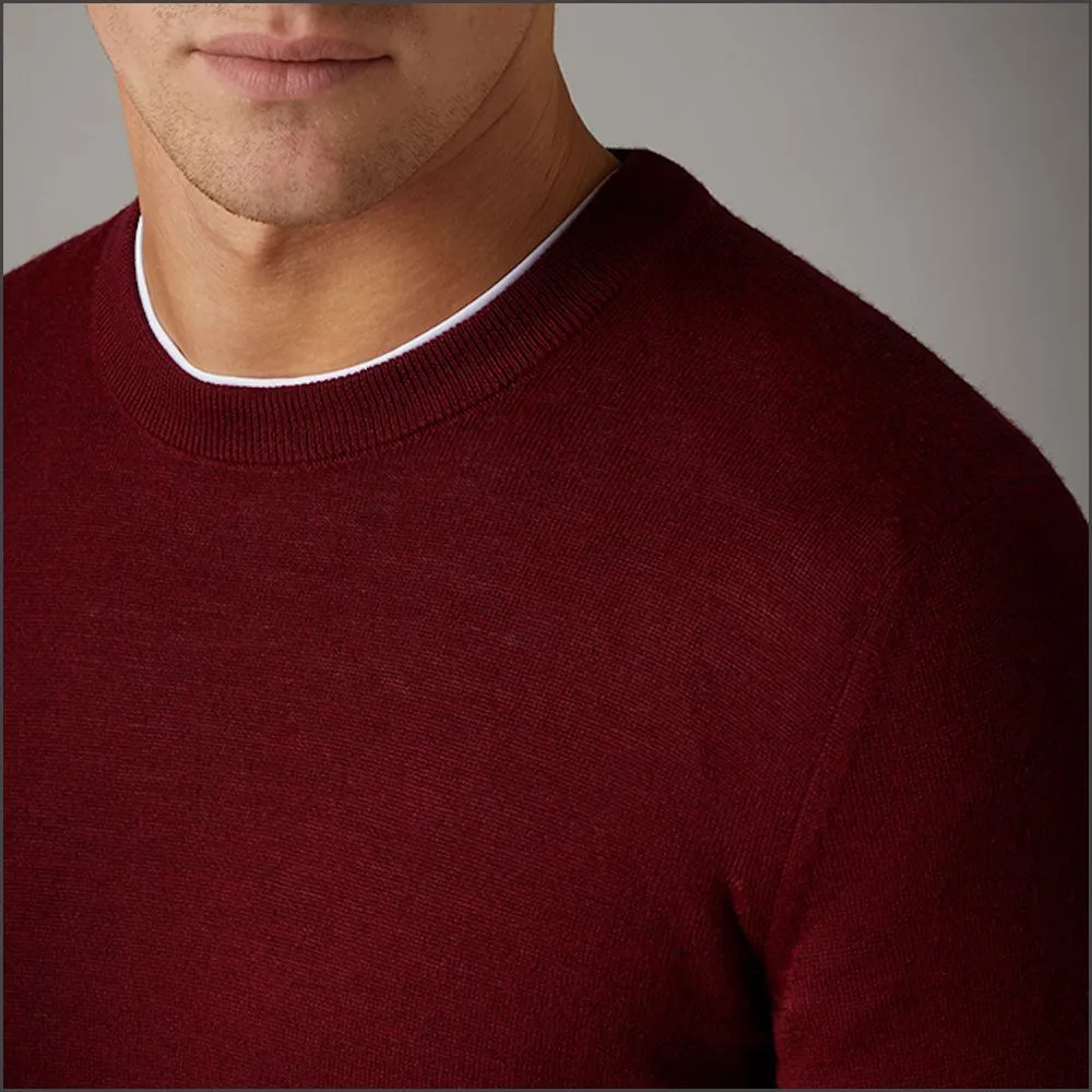 Remus Uomo Burgandy Slim Fit Merino Wool-Blend Sweater>>