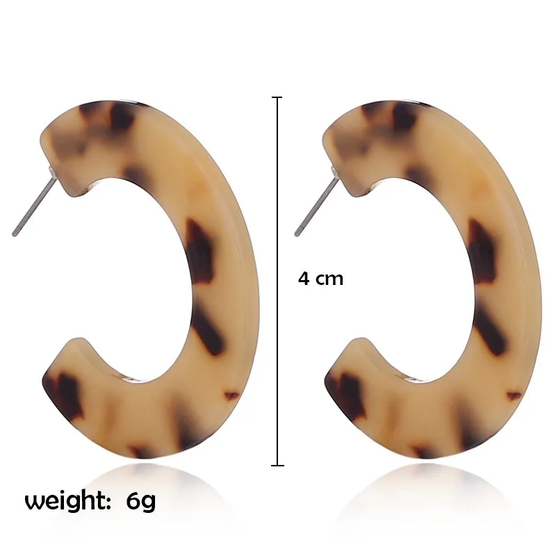 Retro Exaggerated Leopard Geometric  Coffee Acrylic Earrings - 1 Color