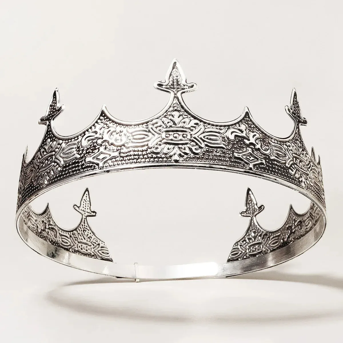 Retro White Metal Baroque King Crown Pageant for Men