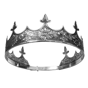 Retro White Metal Baroque King Crown Pageant for Men