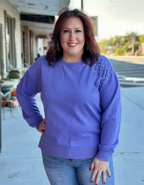 Rhinestone Terry Pullover