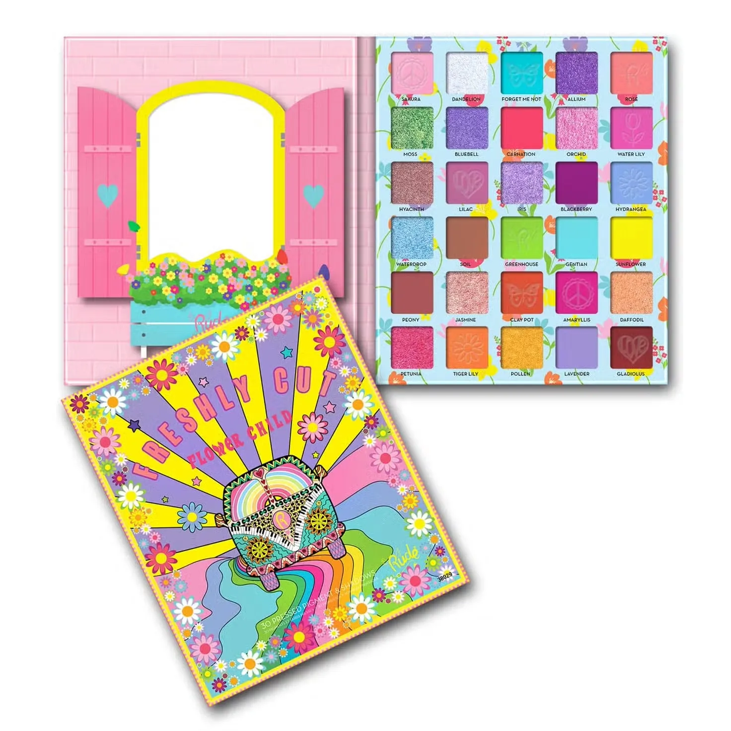 Rude Cosmetics Flower Child 30 Pressed Pigment and Shadows Palette