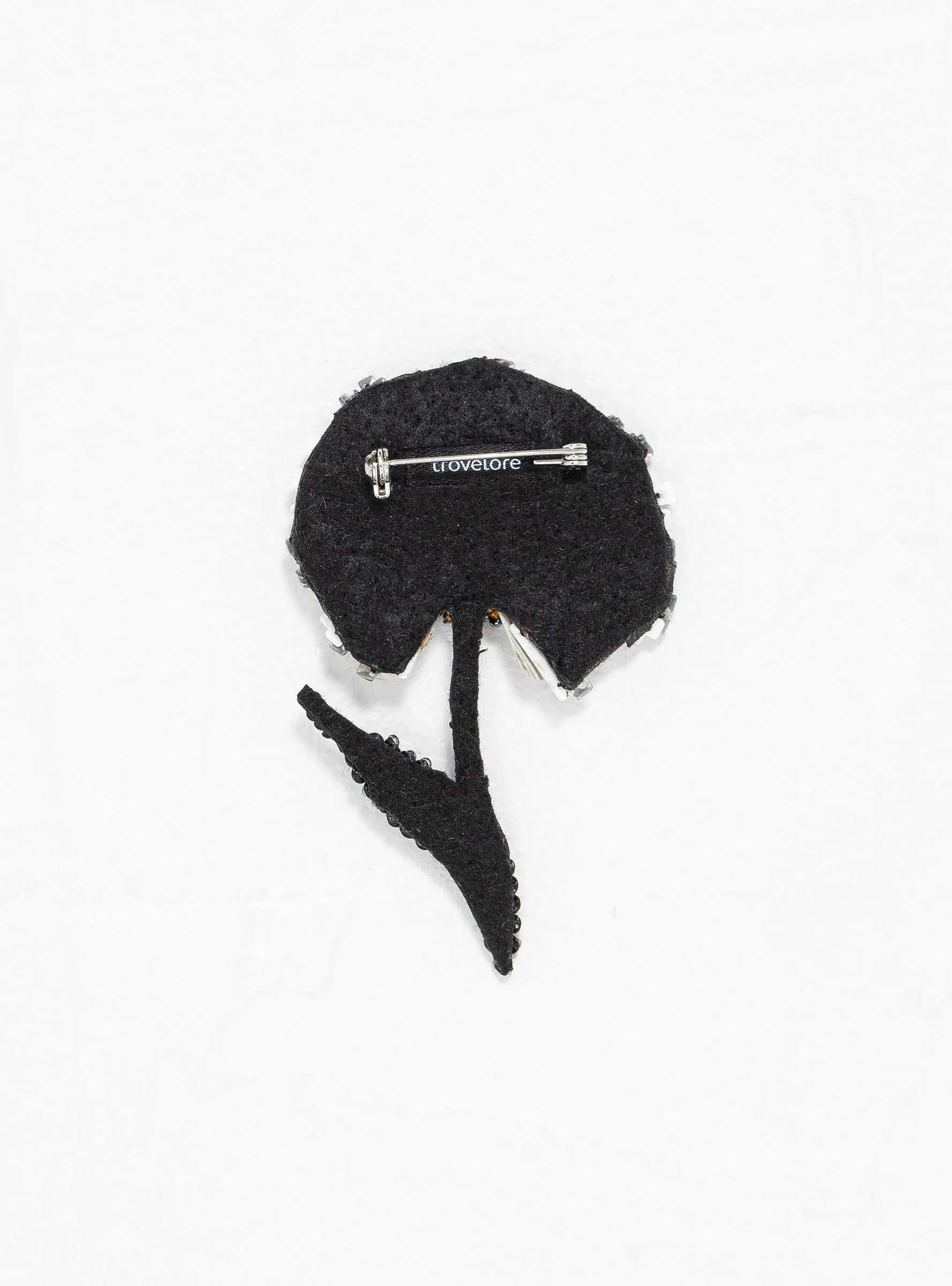 Ruffle Flower Brooch Black