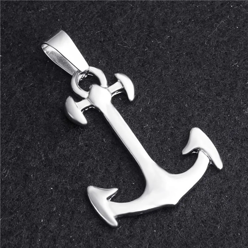 Silver Anchor Pendant with Knotted Leather Rope Necklace