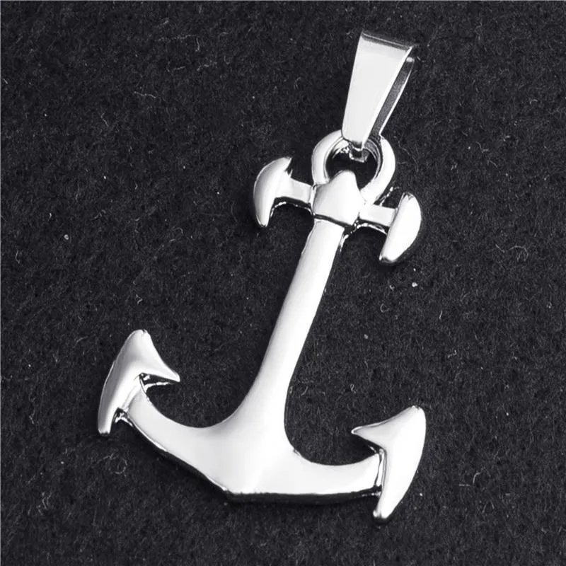 Silver Anchor Pendant with Knotted Leather Rope Necklace