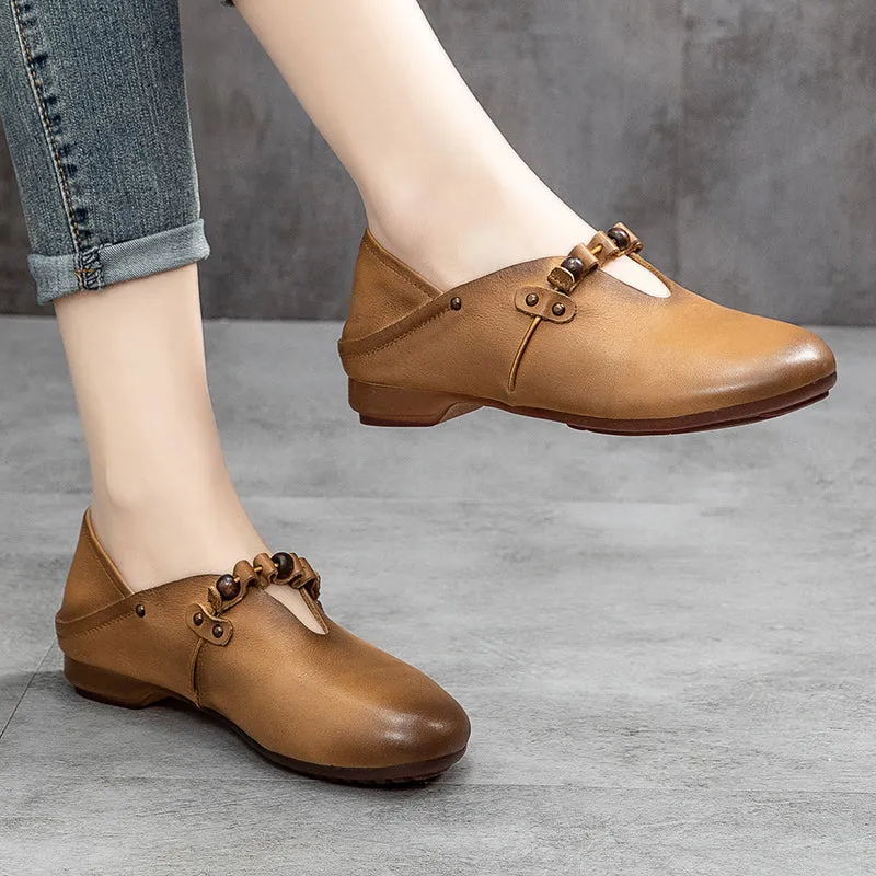 Spring Summer Retro Soft Leather Handmade Casual Shoes